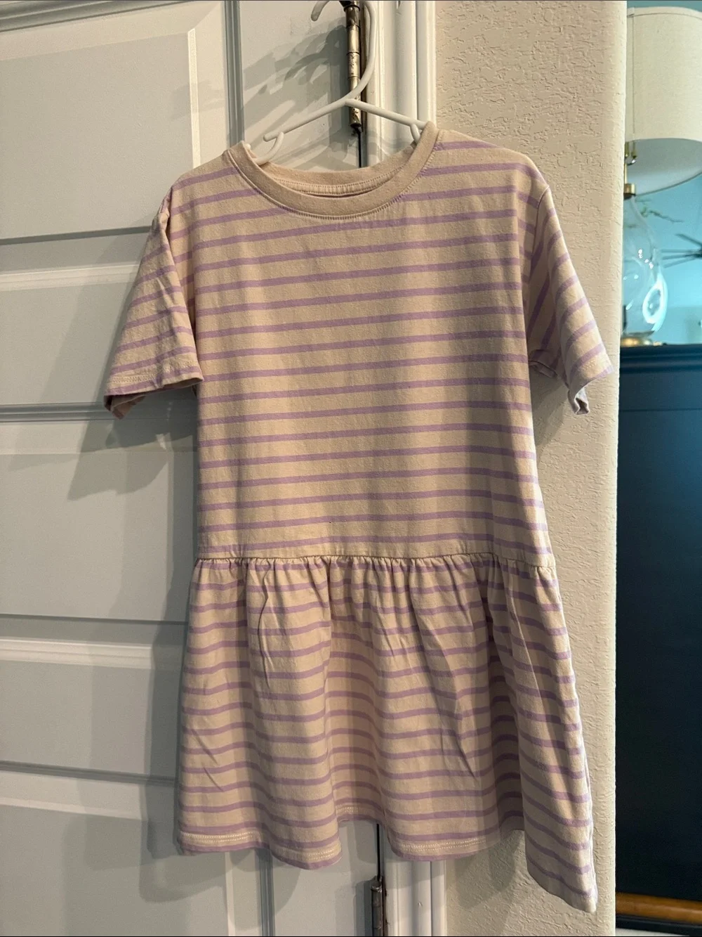H&M Girls' Lavender Stripe Short Sleeve Dress 5T/6